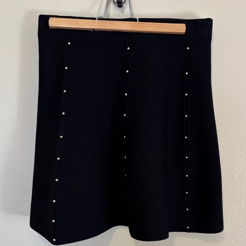 Zara Black Mini Skirt with Pearl Details